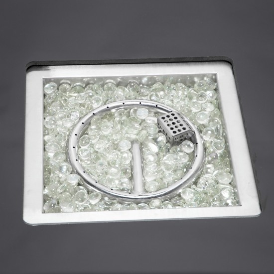 LeisureMod Walbrooke Black Patio ConversationFire Pit & Tank Holder, Light Grey