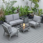 LeisureMod Walbrooke Grey Patio ConversationFire Pit & Tank Holder, Grey