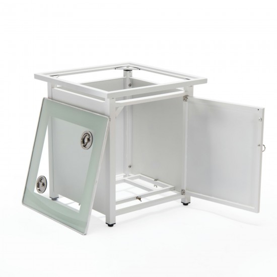 LeisureMod Walbrooke White Patio ConversationFire Pit & Tank Holder, Grey