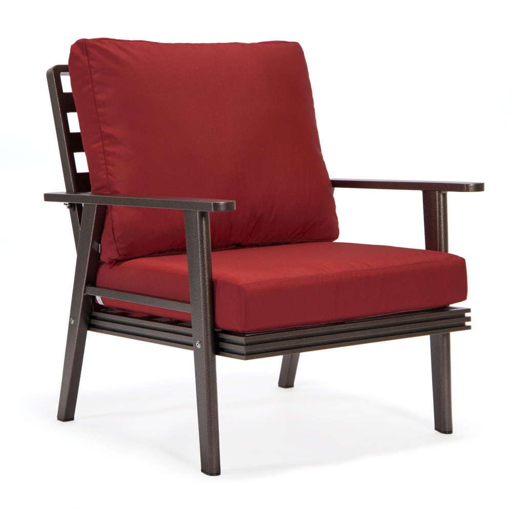 LeisureMod Walbrooke Brown Patio ConversationFire Pit & Tank Holder, Red