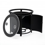 LeisureMod Walbrooke Black Patio Conversation Fire Pit With Slats Design, Green