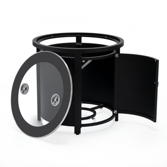 LeisureMod Walbrooke Black Patio Conversation Fire Pit With Slats Design, Green