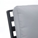 LeisureMod Walbrooke Black Patio Conversation Slats Design Fire Pit, Light Grey