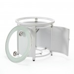 LeisureMod Walbrooke White Patio Conversation Fire Pit With Slats Design, Red