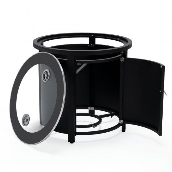 LeisureMod Walbrooke Black Patio Conversation With Round Fire Pit, Charcoal