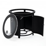 LeisureMod Walbrooke Black Patio Conversation With Round Fire Pit, Navy Blue