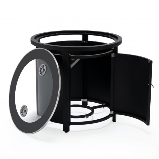 LeisureMod Walbrooke Black Patio Conversation With Round Fire Pit, Navy Blue