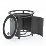 LeisureMod Walbrooke Grey Patio Conversation With Round Fire Pit, Beige