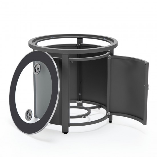 LeisureMod Walbrooke Grey Patio Conversation With Round Fire Pit, Beige