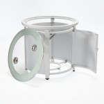 LeisureMod Walbrooke White Patio Conversation With Round Fire Pit, Grey