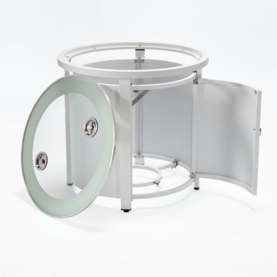 LeisureMod Walbrooke White Patio Conversation With Round Fire Pit, Light Grey
