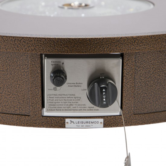 LeisureMod Walbrooke Brown Patio Conversation With Round Fire Pit, Beige