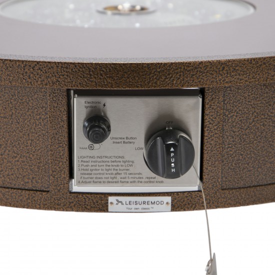 LeisureMod Walbrooke Brown Patio Conversation With Round Fire Pit, Charcoal