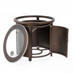 LeisureMod Walbrooke Brown Patio Conversation With Round Fire Pit, Green