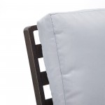 LeisureMod Walbrooke Brown Patio Conversation With Round Fire Pit, Light Grey