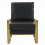 LeisureMod Jefferson Accent Armchair With Elegant Gold Frame, Black