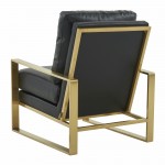 LeisureMod Jefferson Accent Armchair With Elegant Gold Frame, Black