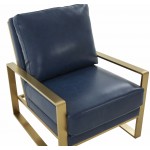 LeisureMod Jefferson Accent Armchair With Elegant Gold Frame, Navy Blue