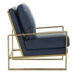 LeisureMod Jefferson Accent Armchair With Elegant Gold Frame, Navy Blue