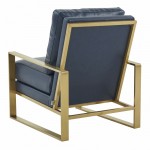 LeisureMod Jefferson Accent Armchair With Elegant Gold Frame, Navy Blue