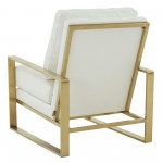 LeisureMod Jefferson Accent Armchair With Elegant Gold Frame, White