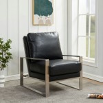 LeisureMod Jefferson Accent Armchair With Elegant Silver Frame, Black