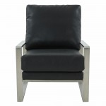 LeisureMod Jefferson Accent Armchair With Elegant Silver Frame, Black