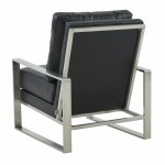 LeisureMod Jefferson Accent Armchair With Elegant Silver Frame, Black