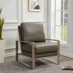 LeisureMod Jefferson Accent Armchair With Elegant Silver Frame, Grey