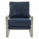 LeisureMod Jefferson Accent Armchair With Elegant Silver Frame, Navy Blue