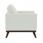 LeisureMod Chester Modern Leather Accent Arm Chair With Birch Wood Base, White