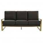 LeisureMod Jefferson Contemporary Modern Velvet Sofa With Gold Frame, Dark Grey