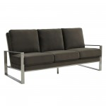 LeisureMod Jefferson Contemporary Velvet Sofa With Silver Frame, Dark Grey