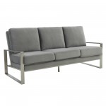 LeisureMod Jefferson Contemporary Velvet Sofa With Silver Frame, Light Grey