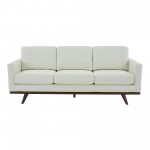 LeisureMod Chester Modern Leather Sofa With Birch Wood Base, White