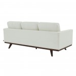 LeisureMod Chester Modern Leather Sofa With Birch Wood Base, White