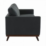 LeisureMod Chester Modern Leather Sofa With Birch Wood Base, Black