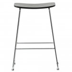 LeisureMod Melrose Modern Wood Counter Stool With Chrome Frame, Black