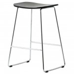 LeisureMod Melrose Modern Wood Counter Stool With Chrome Frame, Black