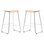 LeisureMod Melrose Modern Wood Counter Stool With Chrome Frame, Natural