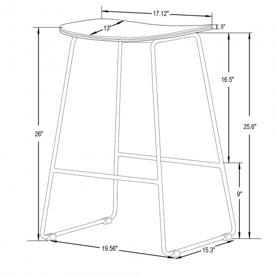 LeisureMod Melrose Modern Wood Counter Stool With Chrome Frame, Natural