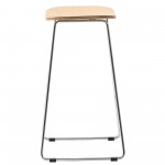 LeisureMod Melrose Modern Wood Counter Stool With Chrome Frame, Natural