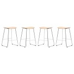 LeisureMod Melrose Modern Wood Counter Stool Set With Chrome Frame, Natural