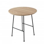 Rossmore - Black Base Side Table - Natural Top, Natural Wood