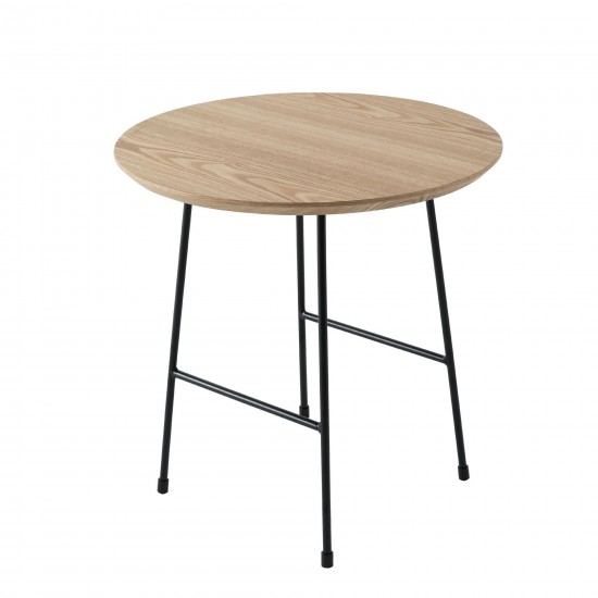 Rossmore - Black Base Side Table - Natural Top, Natural Wood