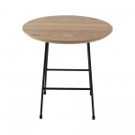 Rossmore - Black Base Side Table - Natural Top, Natural Wood