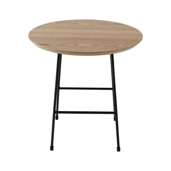 Rossmore - Black Base Side Table - Natural Top, Natural Wood