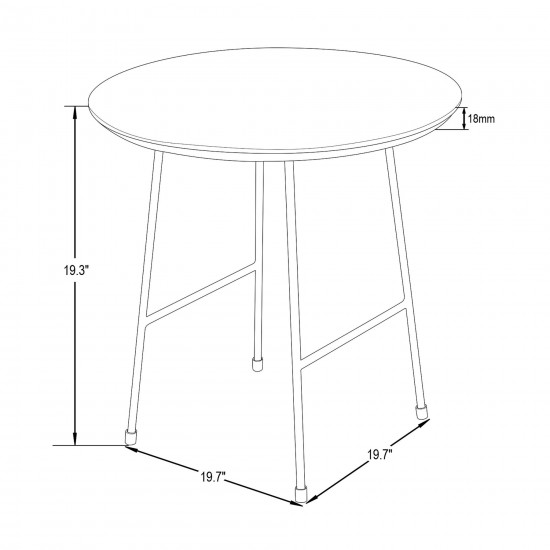 Rossmore - Black Base Side Table - Natural Top, Natural Wood