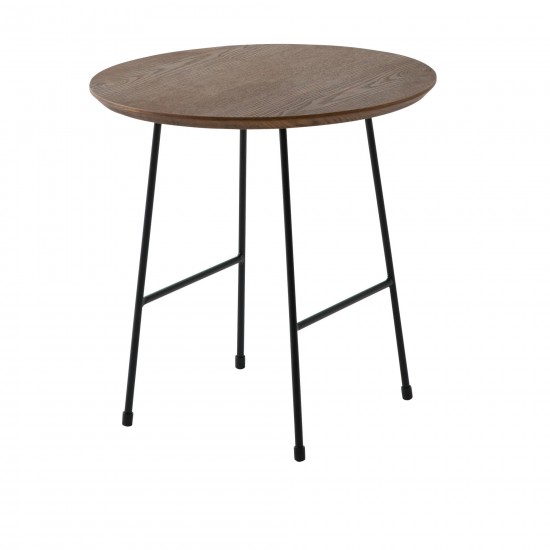 Rossmore - Black Base Side Table - Walnut Top, Walnut