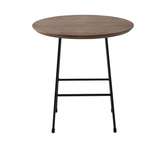 Rossmore - Black Base Side Table - Walnut Top, Walnut